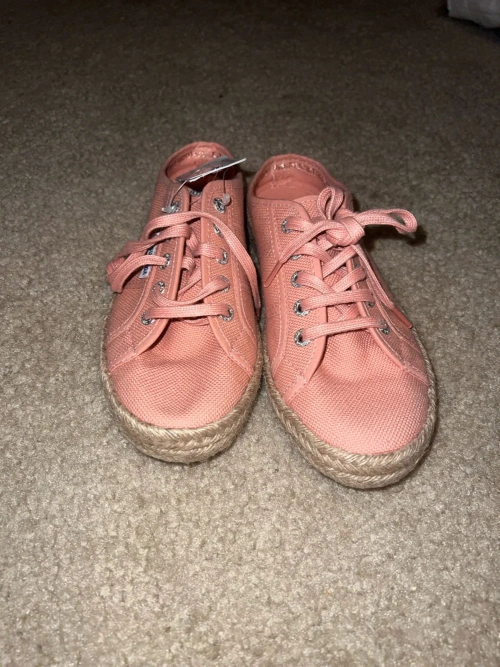 Coral Canvas Lace-Up Espadrille Sneakers - Women